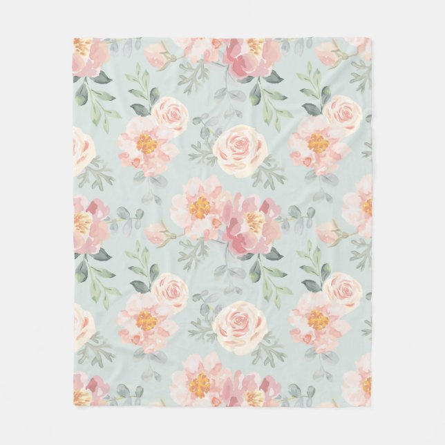 Couverture Polaire Motif du jardin rose Rose Rose Pastel (Devant)