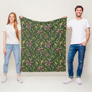 Couverture Polaire Motif élégant de fleurs roses sur fond sombre