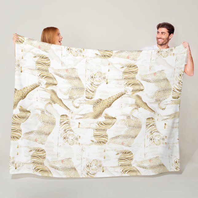 Couverture Polaire Motif élégant Gold Jungle Wild Animaux (En situation)