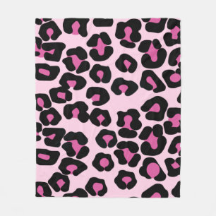 Couverture Polaire Motif Empreinte de léopard rose et noir