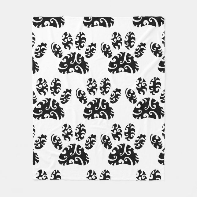 Couverture Polaire Motif Empreinte de patte de chien de tatouage trib (Devant)