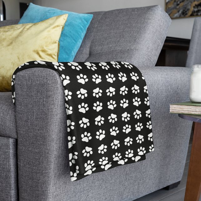 Couverture Polaire Motif Empreinte de patte noir et blanc moderne (Créateur téléchargé)