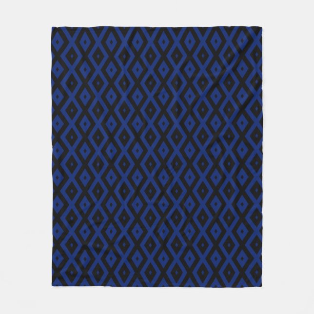Couverture Polaire Motif en diamant bleu et noir (Devant)