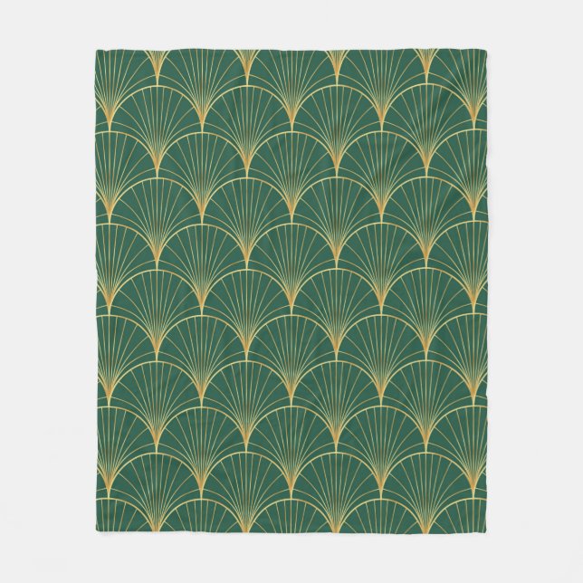Couverture Polaire Motif en feuille de palme sur arrière - plan vert  (Devant)