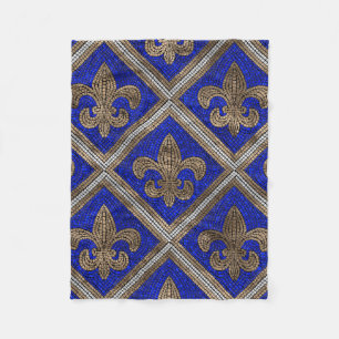 Couverture Polaire motif en mosaïque de fleur de lis