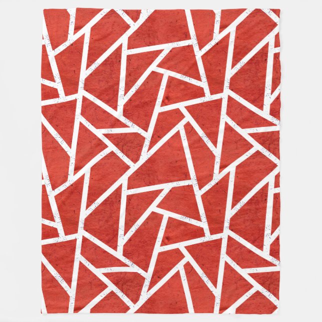 Couverture Polaire Motif en mosaïque rouge et blanche (Devant)