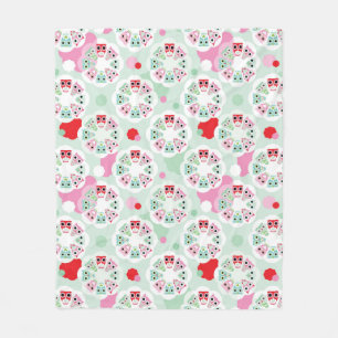 Couverture Polaire motif en pastel d'arrière - plan de hibou de fleu