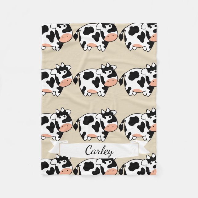Couverture Polaire Motif et nom mignons de vache à bande dessinée en (Devant)