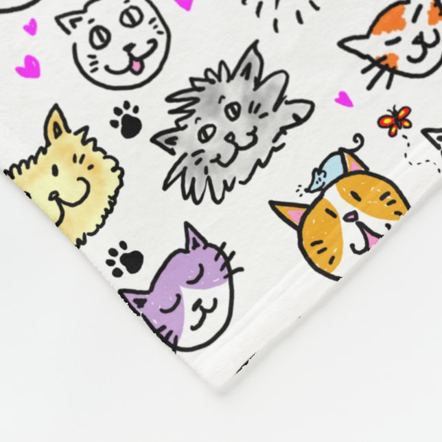 Couverture Polaire Motif face chats Whimsical (Coin)