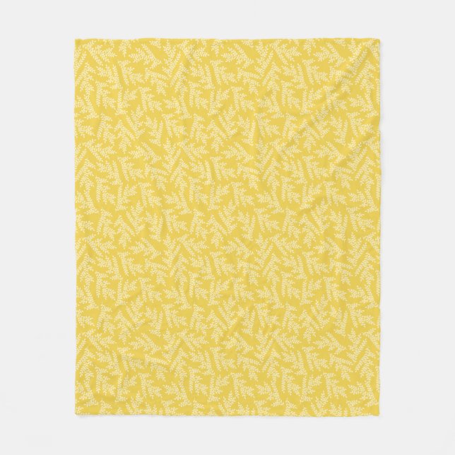 Couverture Polaire Motif Feuille moderne de moutarde jaune (Devant)