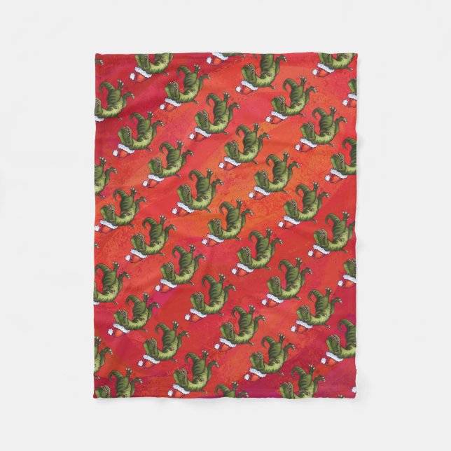 Couverture Polaire Motif Fextive TRex Dino sur rouge (Devant)