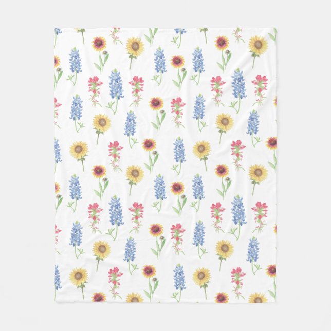 Couverture Polaire Motif Fleur sauvage du Texas (Devant)
