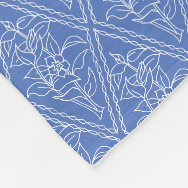 Couverture Polaire Motif floral bleu de diamant de bigorneau chic (Coin)