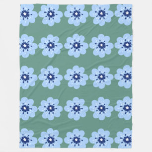 Couverture Polaire Motif floral bleu poudre
