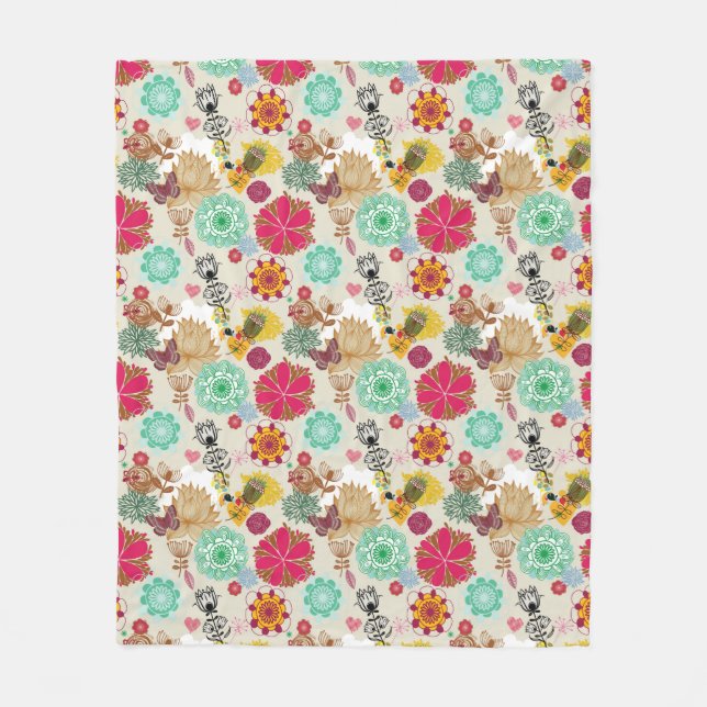Couverture Polaire Motif floral dans le rétro style (Devant)