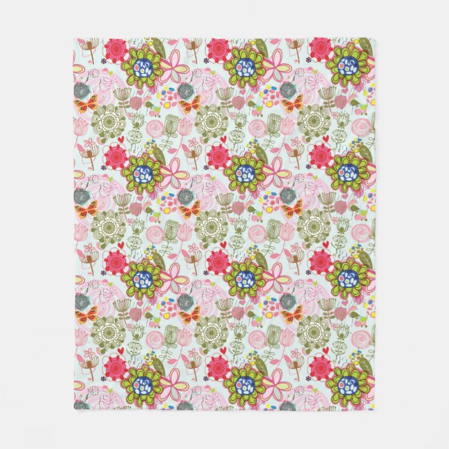 Couverture Polaire Motif floral dans le rétro style 2 (Devant)