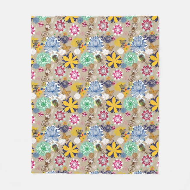 Couverture Polaire Motif floral dans le rétro style 3 (Devant)