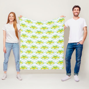 Couverture Polaire Motif floral de citrons bleus et jaunes ensoleillé