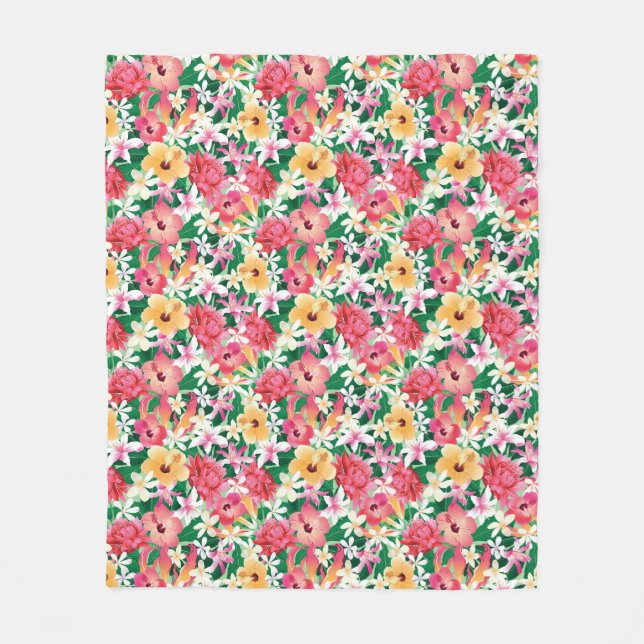 Couverture Polaire Motif floral de ketmie tropicale (Devant)