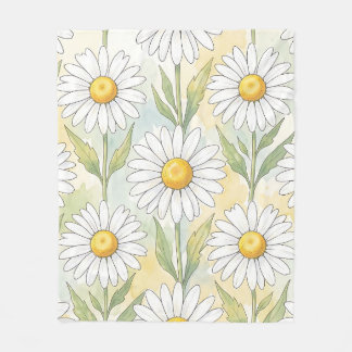 Couverture Polaire Motif floral de marguerite blanche joyeuse