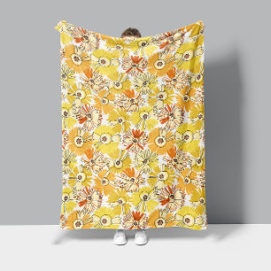 Couverture Polaire Motif Floral Éclatant SunburstBloom dans des Tons 