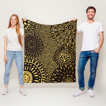Motif floral ethnique vintage noir et or