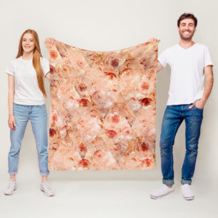 Couverture Polaire Motif floral grunge. Fond corail. 