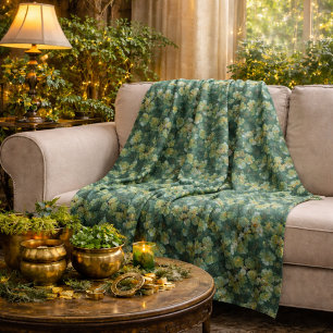 Couverture Polaire Motif floral Trèfle Vert émeraude 