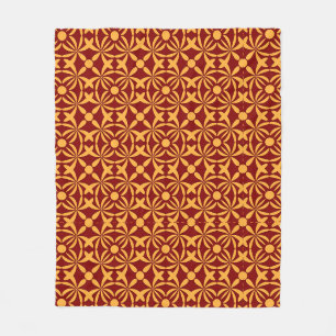 Couverture Polaire Motif floral vibrant : Formes jaunes sur fond roug