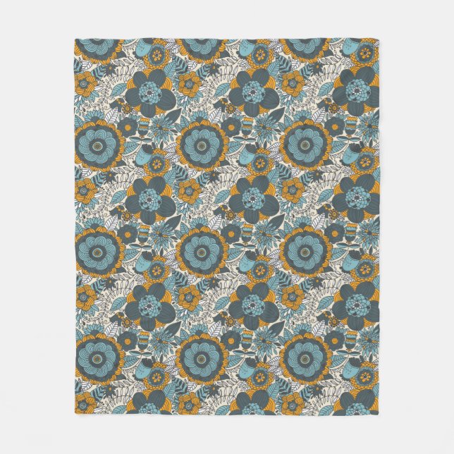 Couverture Polaire Motif floral vintage (Devant)
