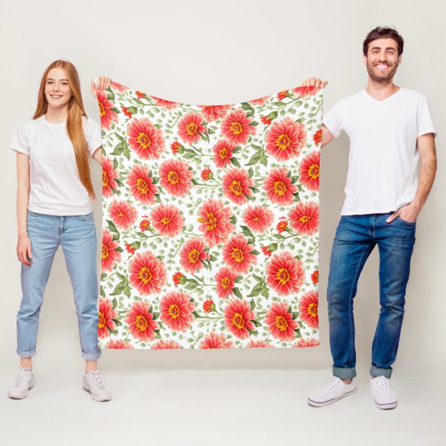 Couverture Polaire Motif floral Zinnia Fleurs (En situation)