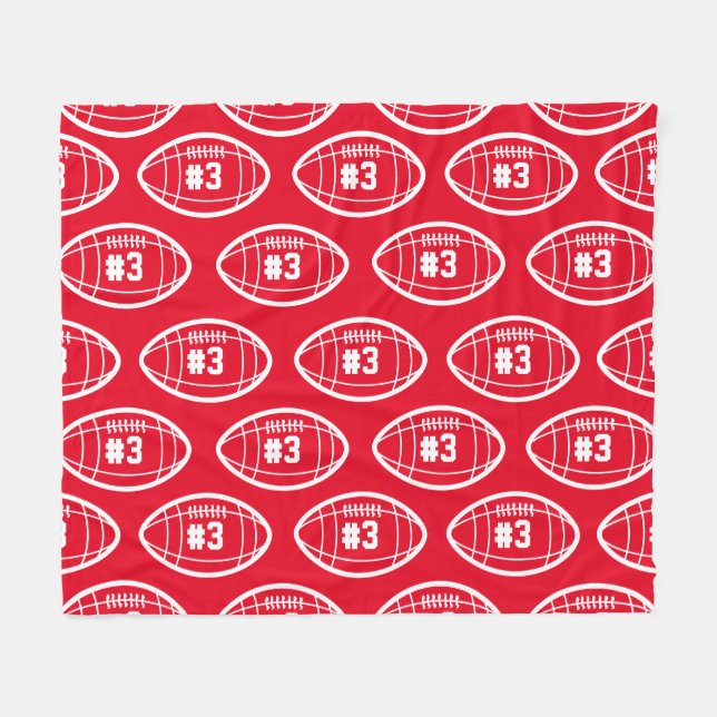 Couverture Polaire Motif FootBall rouge et blanc personnalisé (Devant (Horizontal))