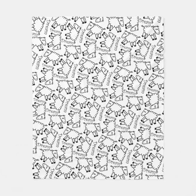 Couverture Polaire Motif fou de griffonnage de rêve de moutons (Devant)