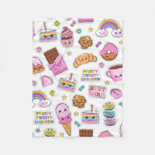 Couverture Polaire Motif Funny Unicorn Magique Arc-en-ciel mou