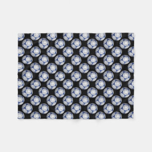 Couverture Polaire Motif Futbal bleu et blanc