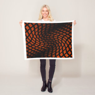 Couverture Polaire Motif géométrique abstrait orange et noir en molle