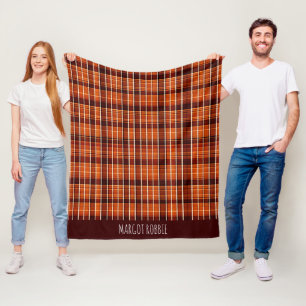 Couverture Polaire Motif géométrique Brown orange plaqué automatique