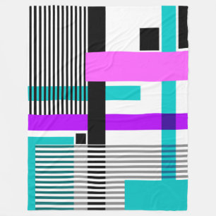 Couverture Polaire motif géométrique en couleurs rayées et néons