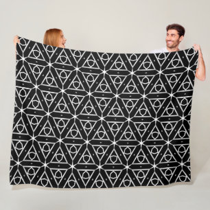 Couverture Polaire Motif géométrique noir blanc et argenté