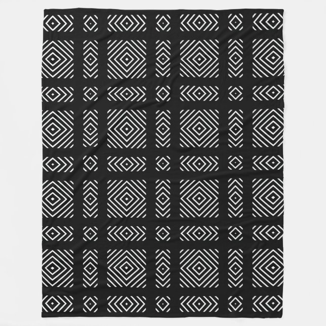 Couverture Polaire Motif géométrique noir et blanc Ama (Devant)