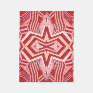 Couverture Polaire Motif géométrique rose et rouge (couleur réglable)