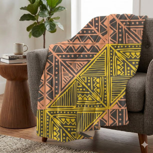 Couverture Polaire Motif géométrique tribal boho - Mudcloth aztèque