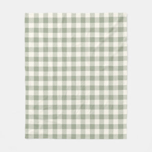 Couverture Polaire Motif Gingham Cottagecore Carreaux Beige Sauge