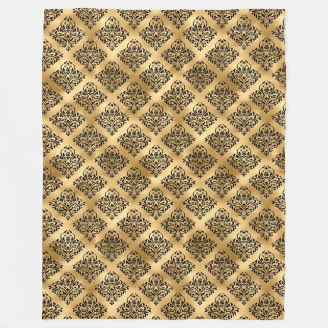 Couverture Polaire Motif glam noir et or (Devant)