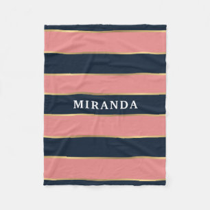 Couverture Polaire Motif Gras Rose Bleu Gold