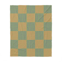 Motif grec rétro-géométrique Carré orange vert