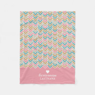 Couverture Polaire Motif Herringbone moderne - Or bleu rose