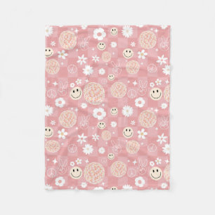 Couverture Polaire Motif hippie Super rose rétro À damiers