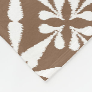 Couverture Polaire Motif Ikat Star - Taupe Tan et Blanc