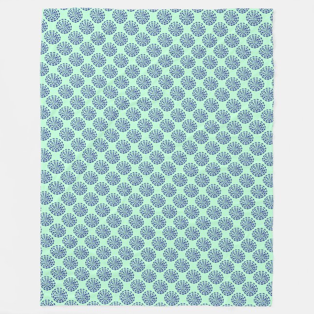 Couverture Polaire Motif Indigo bleu foncé rayé sur bleu (Devant)